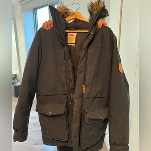 Fjallraven Barents Insulated Winter Parka Jacket, Navy Blue